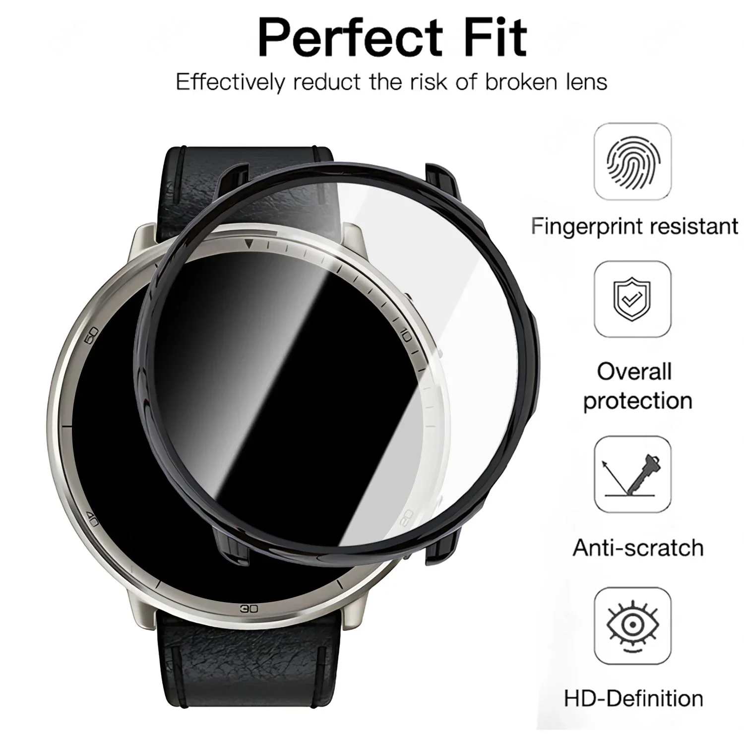 for Amazfit Active2 PC+ Tempered Glass Case Smart Watch Strap Bumper Shell Full Cover Screen Protector for Active 2 Accessories