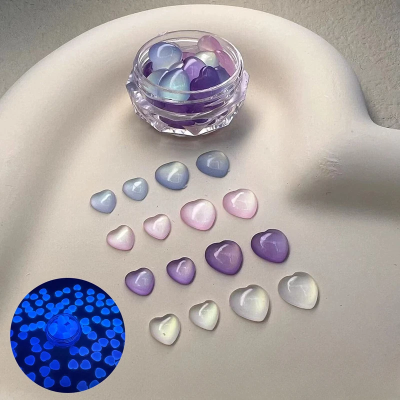 

100pcs 3D Transparent Love Heart Charm For Nail Art Decoration Resin Nail Charms Rhinestone Jewelry for Manicure Accessories