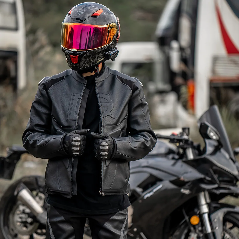 Windproof Warm Motorcycle Riding Leather Jacket Breathable Motorcycle Protective Clothing Waterproof Motocross Equipment Men