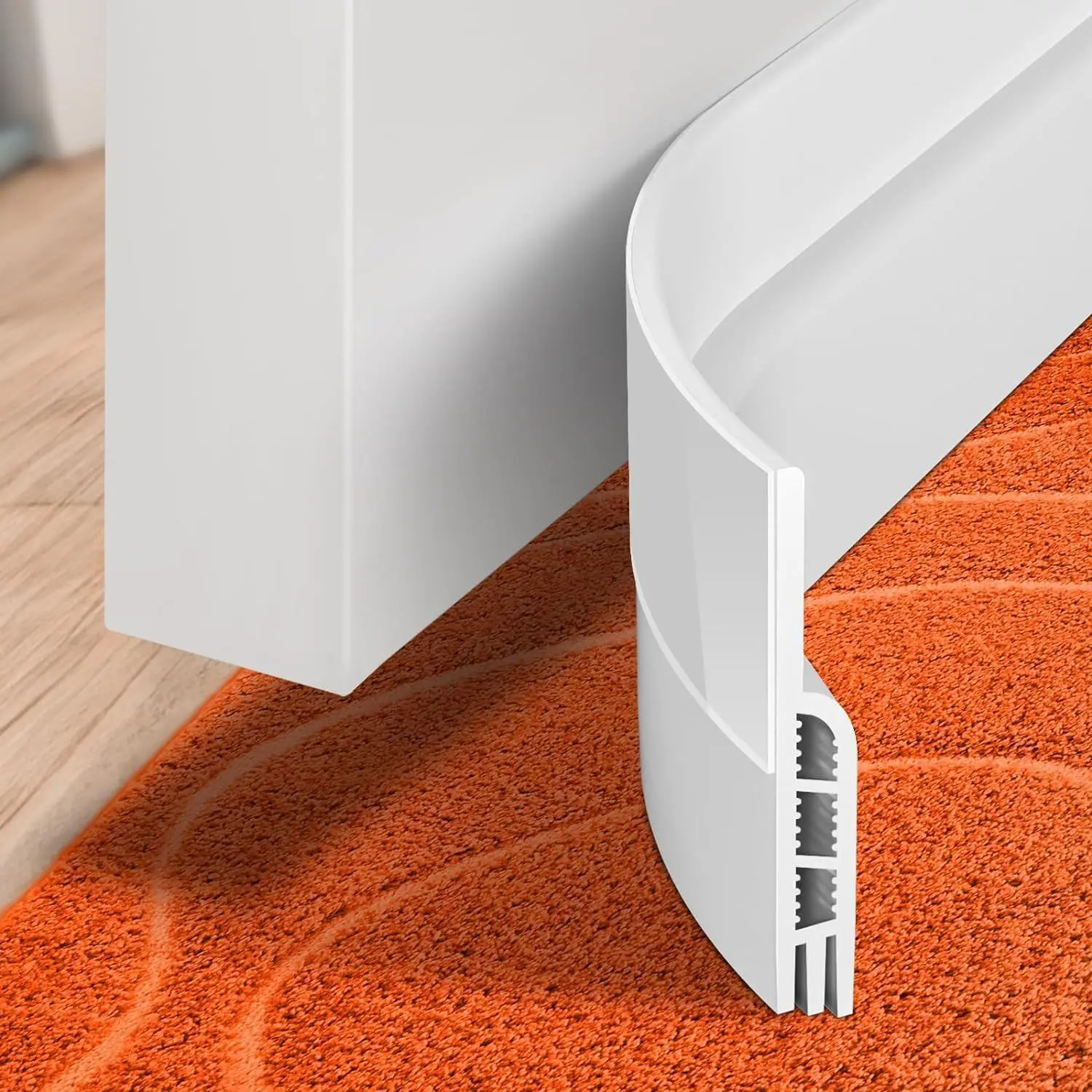 Enhanced Door Draft Stopper with Strong Adhesive - Dust, Light, and Noise Barrier
