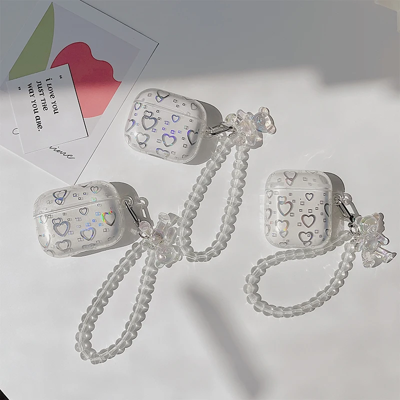 Glittery Cartoon Love Heart Case for AirPods
