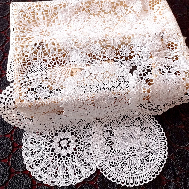 

3PCS Embroidery Flower Applique Table Placemat Cup Pad Cover Coffee Mug Drinks Coasters For Glasses New Year Items 15+20+25cm