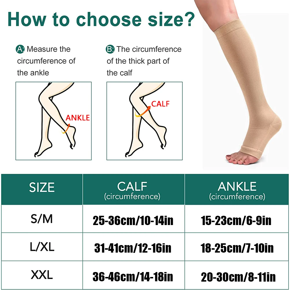 Calze a compressione con Zip Sox calze elastiche con supporto per le gambe con  cerniera e calze con cerniera a punta aperta per vene Varicose gonfiore -  AliExpress