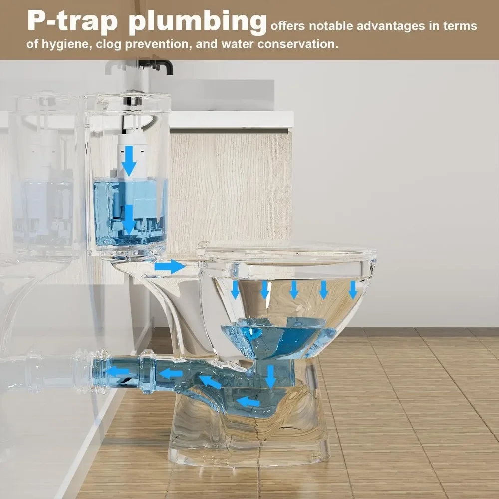 Rear Outlet Toilet With 19 Inch Tall Toilet Bowl & Tank, High Toilets For Seniors With Rear Discharge-Includes Extension Pipe 6