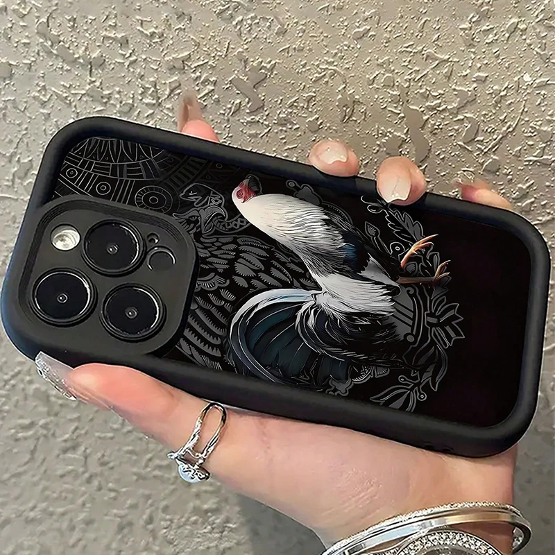 Artistic 2D Rooster & Eagle Graphic Print Phone Case