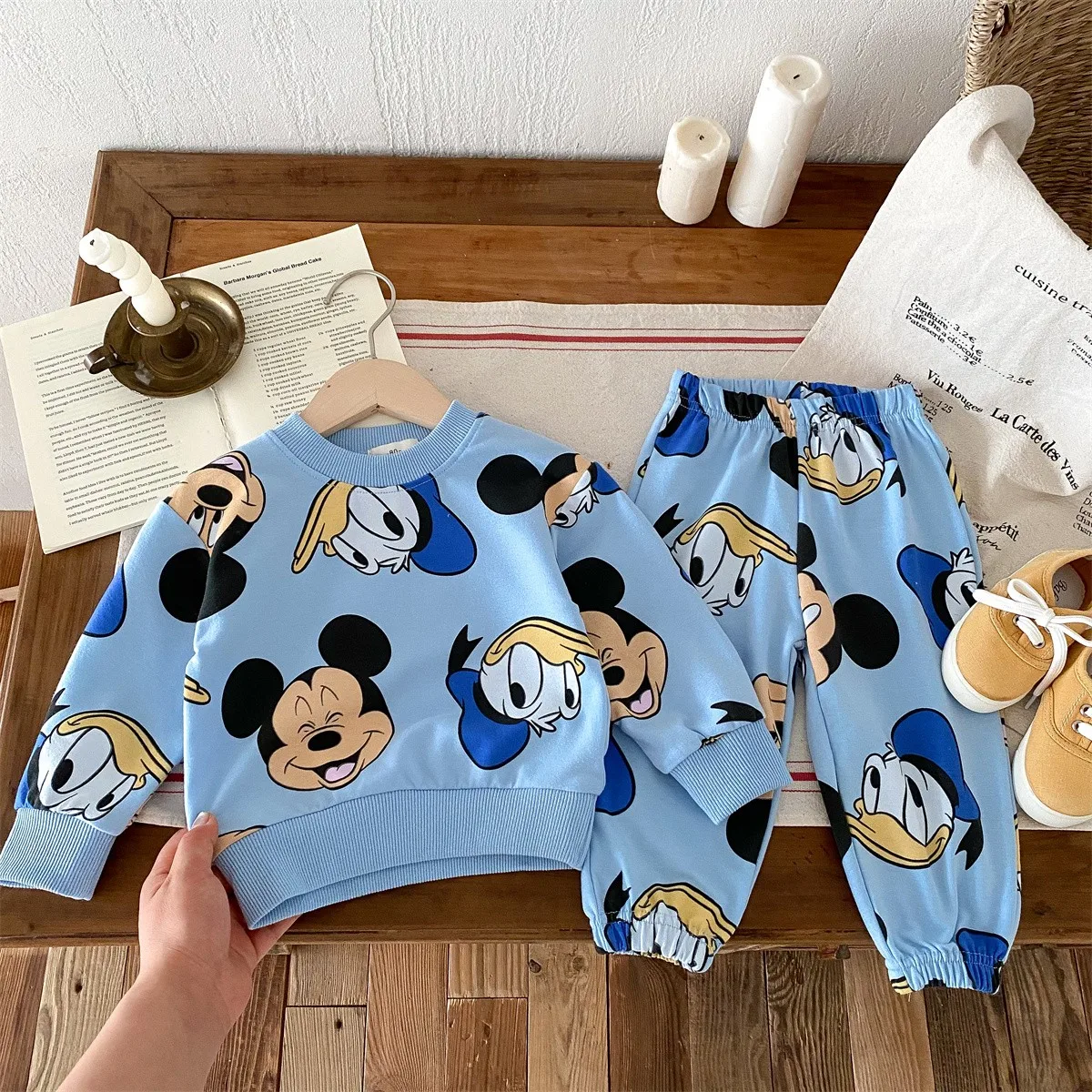 Kids Clothing Set Autumn/Winter Girls And Boys Cartoon Mickey Mouse Sweatshirt Long Pants Sports Wear Two Piece