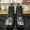 Real Leather Black Stone Pattern Shoes Luxury Trainers Ankle Lace Up Sneaker High Top Streetwear Walking Shoe Basketball Male 3