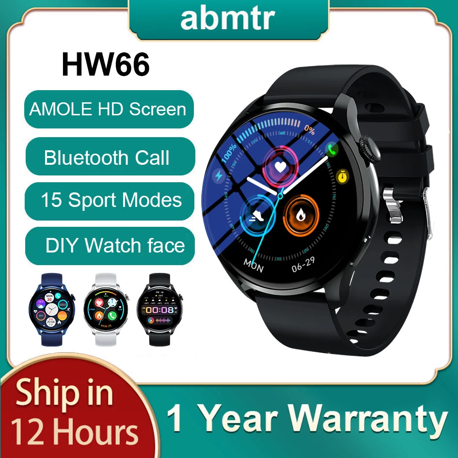 Abmtr HW66 Smart Watch Men AMOLED Screen 1.35" HD 420*420  IP68 Waterproof Bluetooth-Call sport women Smartwatch pk GTR 3 GTS 2