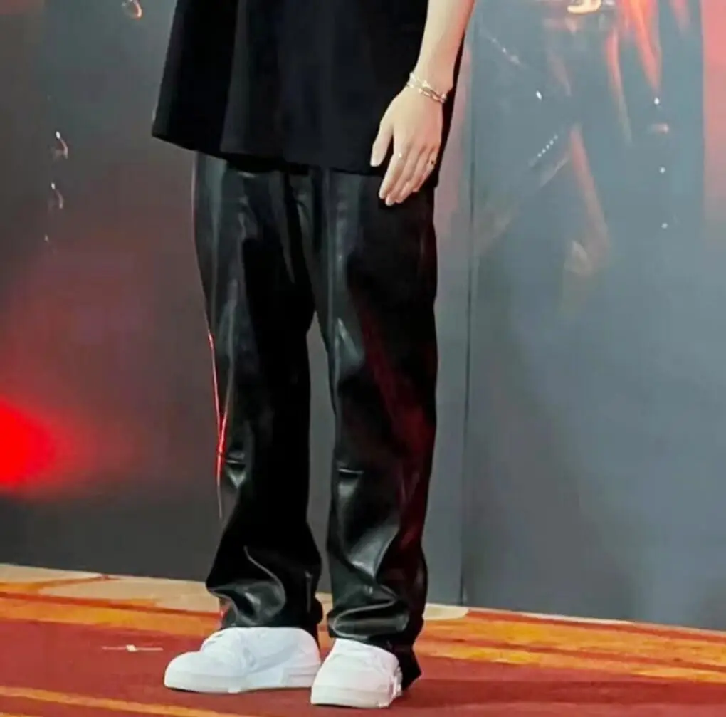

27-46 New 2023 Men's Clothing Fashion GD Dj Hair Stylist Design Sense Street Punk Split Leather Pants Plus Size Costumes