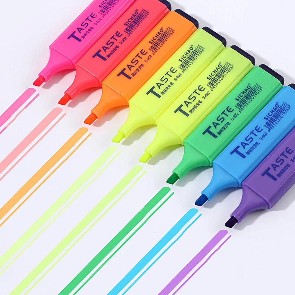 Highlighter Fluorescent Pen Broad Tip Writing Marker Pens for Art Drawing Doodling Marking Office Stationery School Su 4/6/8PCS highlighter marker highlighter pen art marker marker pen