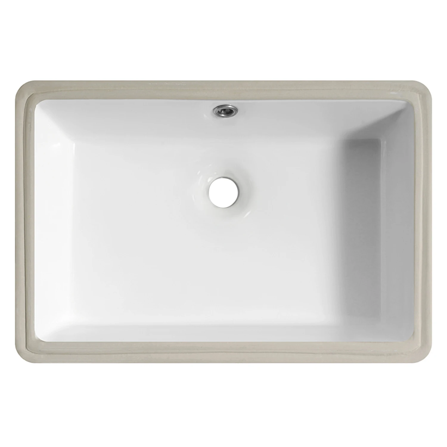 1pc Undermount Sink Bathroom Rectangular - 19"x 13" White Porcelain Ceramic Rectangle Vessel Sink, 20 Inch Under Counter Lavator 2