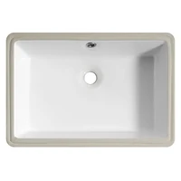 1pc Undermount Sink Bathroom Rectangular - 19"x 13" White Porcelain Ceramic Rectangle Vessel Sink, 20 Inch Under Counter Lavator 2