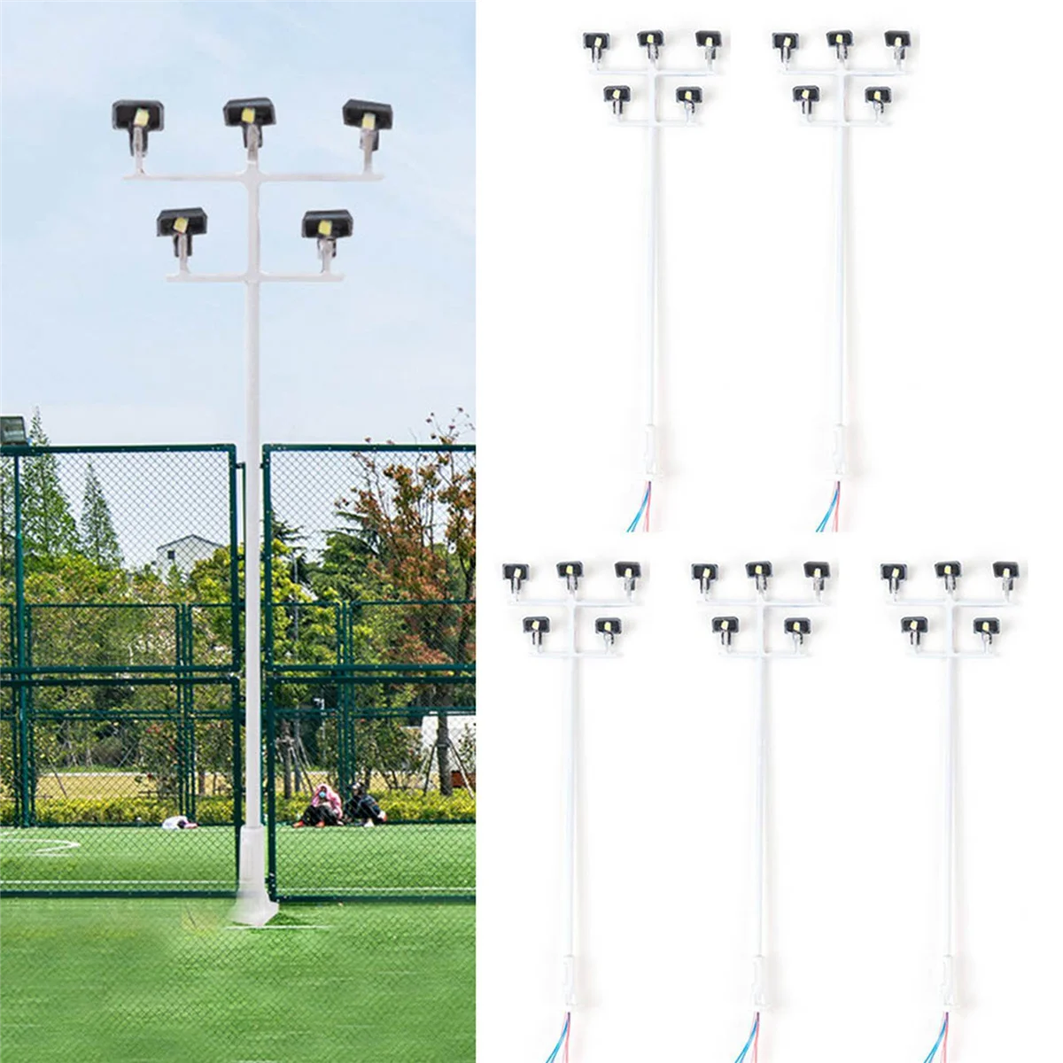 BAAU 10PCS HO Scale Model Lighting Tower 3V Train Light Railway LED Plaza Lamps Building Scenery Layout Model Accessories