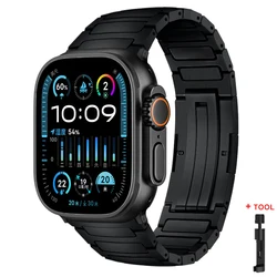 Luxury Titanium Metal Strap Bracelet - 42 - 44 - 45 - 49 - S10 - 46mm (Black)