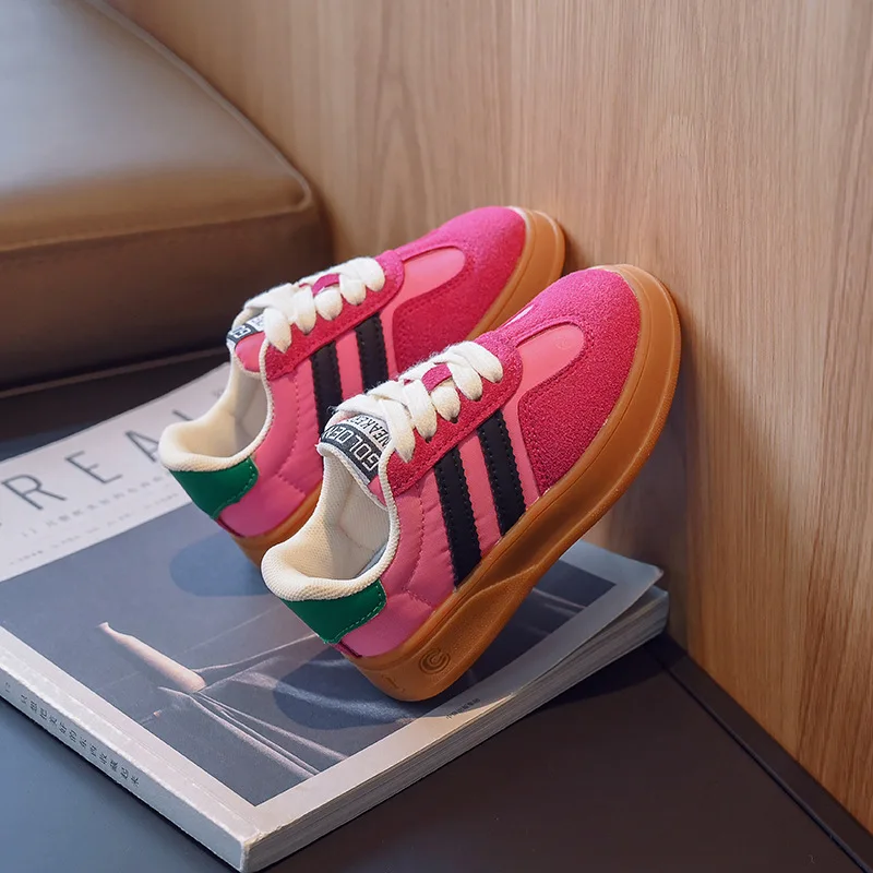 Kids Suede Sports Sneakers Boy Girl Canvas Spring Autumn Solid Trainers