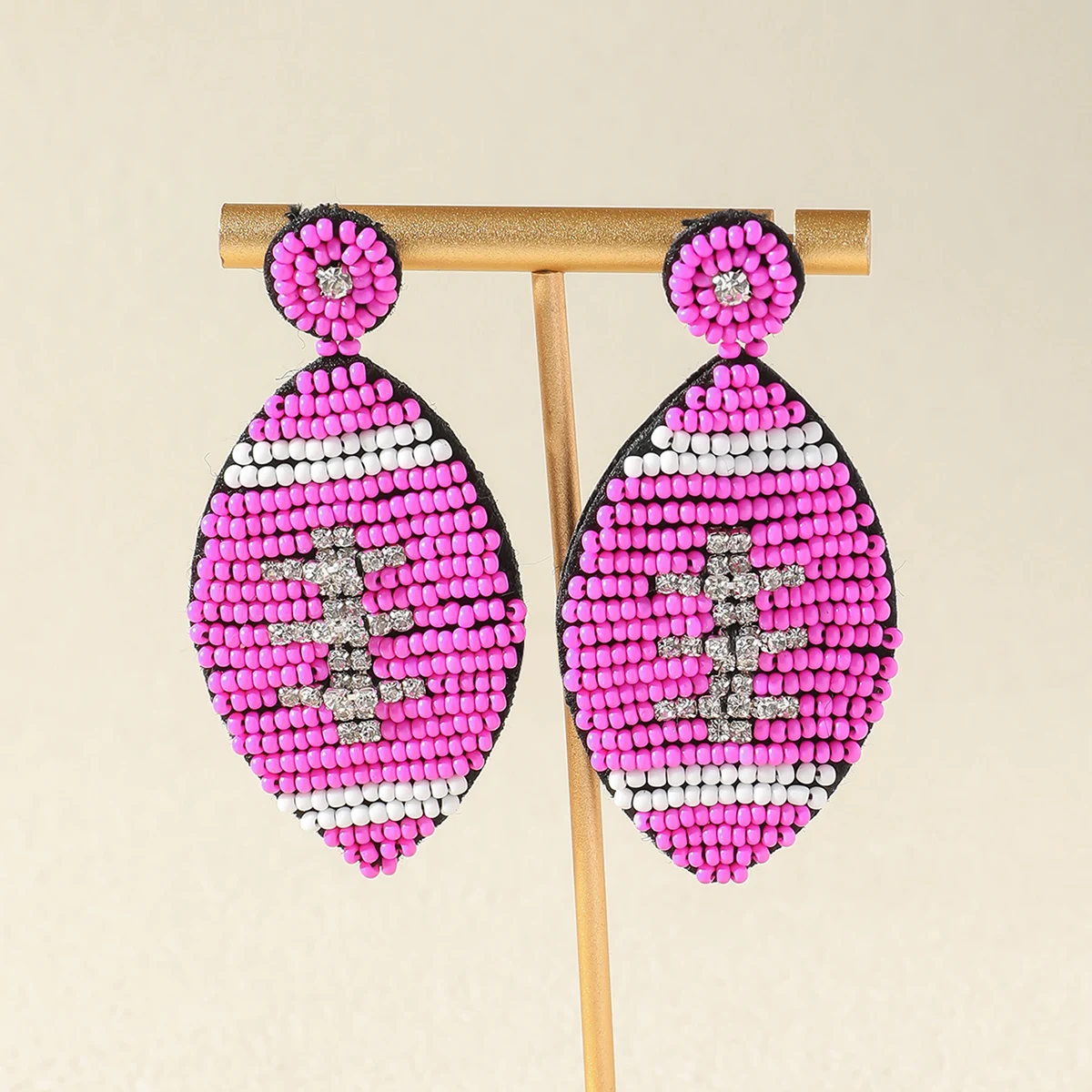 Bohemain Football Seed Beaded Drop Earrings for Women Lady Summer Beach Handmade Hanging Earrings Party Jewelry Accessories Gift