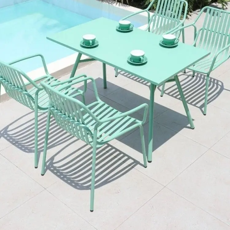 Viral Outdoor Table Chair Set Milk Tea Shop Cafe Patio Setup Waterproof UV Resistant Open-Air Balcony Garden Courtyard Leisure