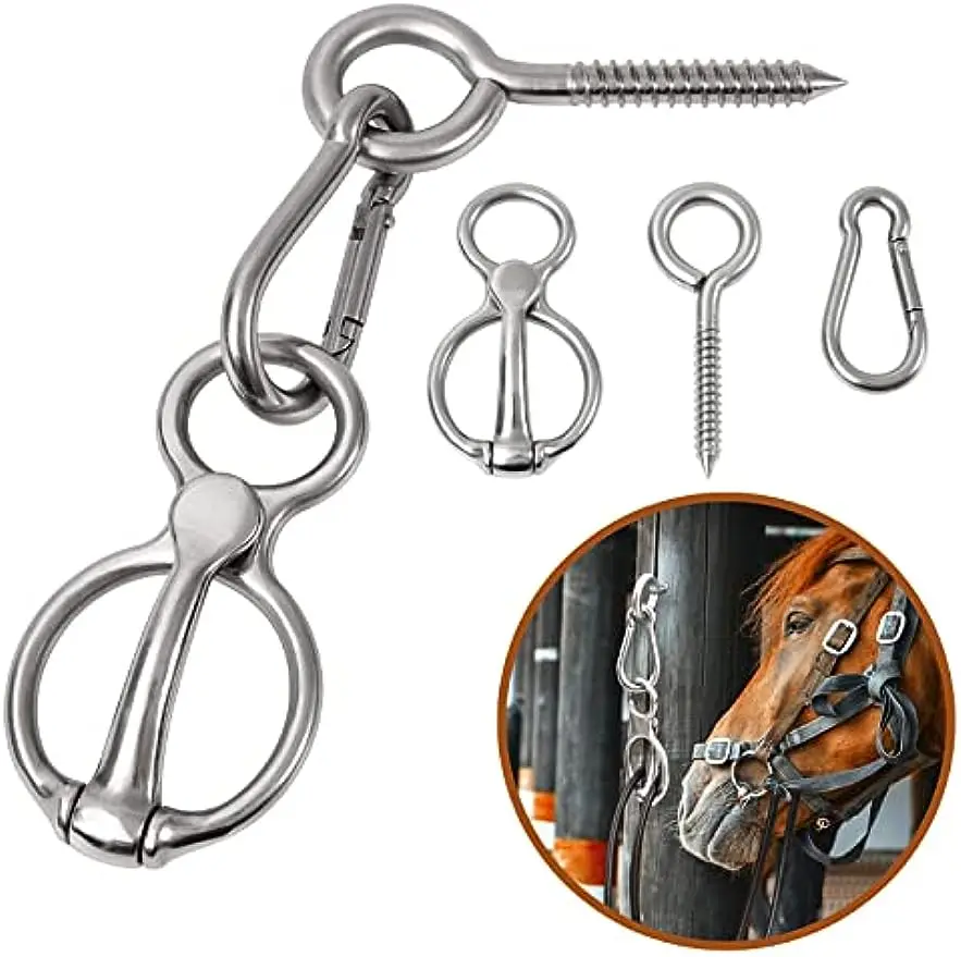 

Horse Blocker Tie Ring, Horse Tack and Supplies Safety Accessories with Eye Bolt, Cross Tie Rings for Horses to Prevent Pulling
