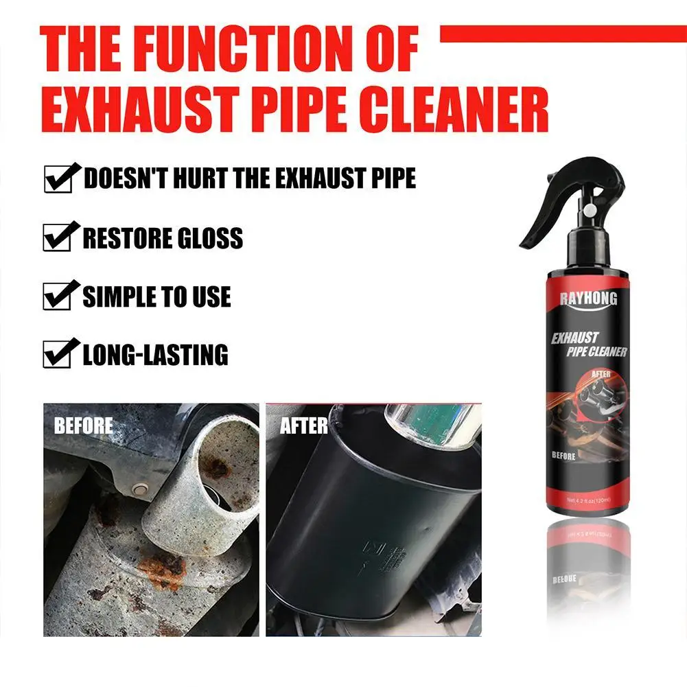 120ml Car Exhaust Pipe Cleaner Kit Rust Remover Multi-Purpose Metal Pipe Derusting Spray Car Motorcycle Maintenance