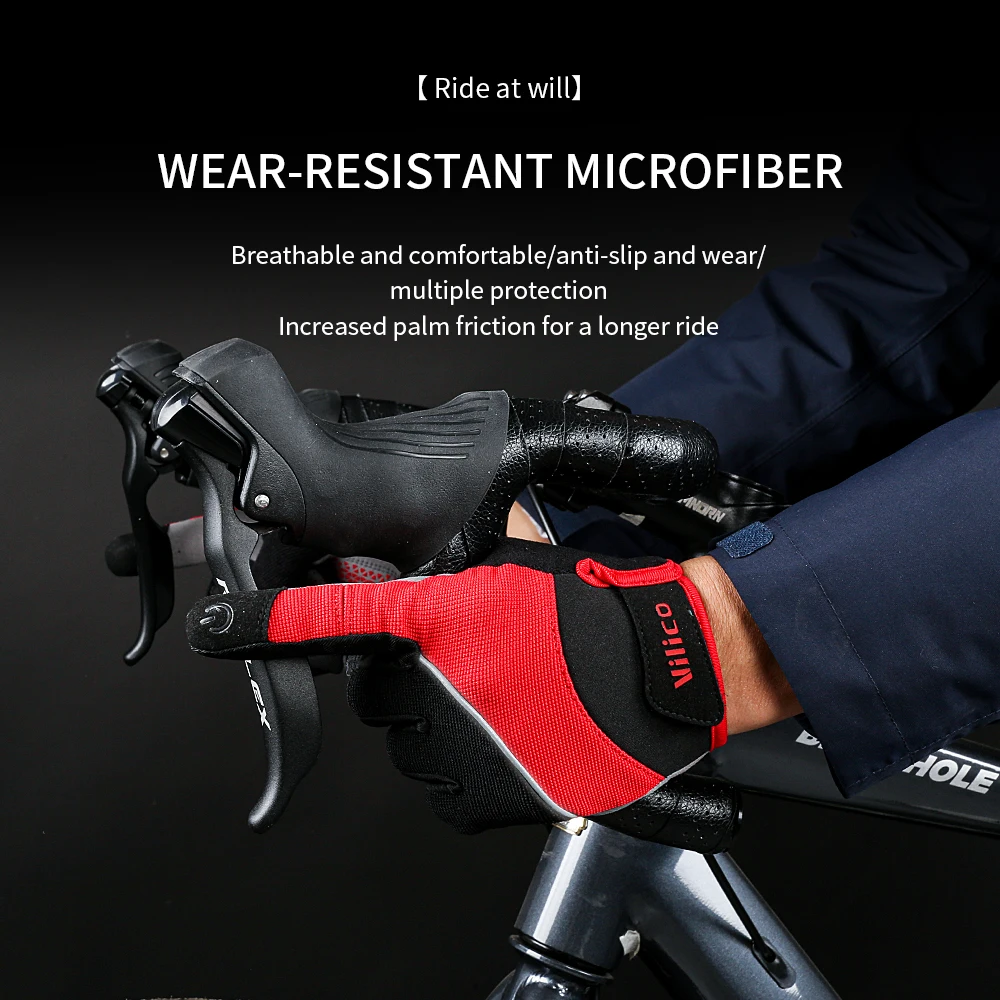 Cycling Anti-slip Full Finger Gloves MTB Bike Bicycle Warm Gloves Pad Men Women Breathable Anti-shock Sports Gloves