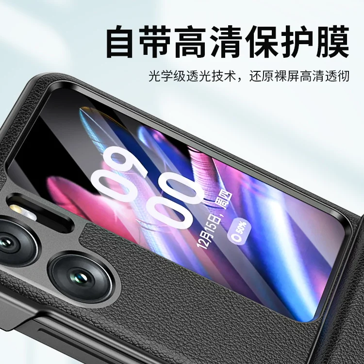 2023 Case For OPPO Find N2 Flip Case Pattern Litchi Skin real Leather Book Cover For OPPO Find N2 Flip Phone Case