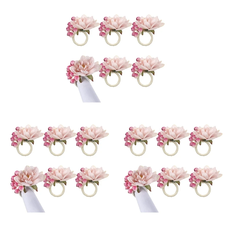 

New Flower Napkin Rings 18Pcs, Napkin Rings Holder, Spring Floral Serviette Buckles Holder Table Decorations, A