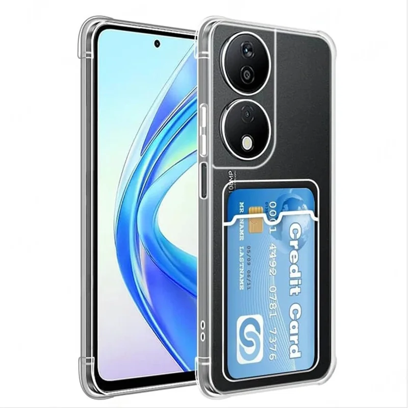 Shockproof Armor Phone Case with Card Holder - Transparent Silicone Cover