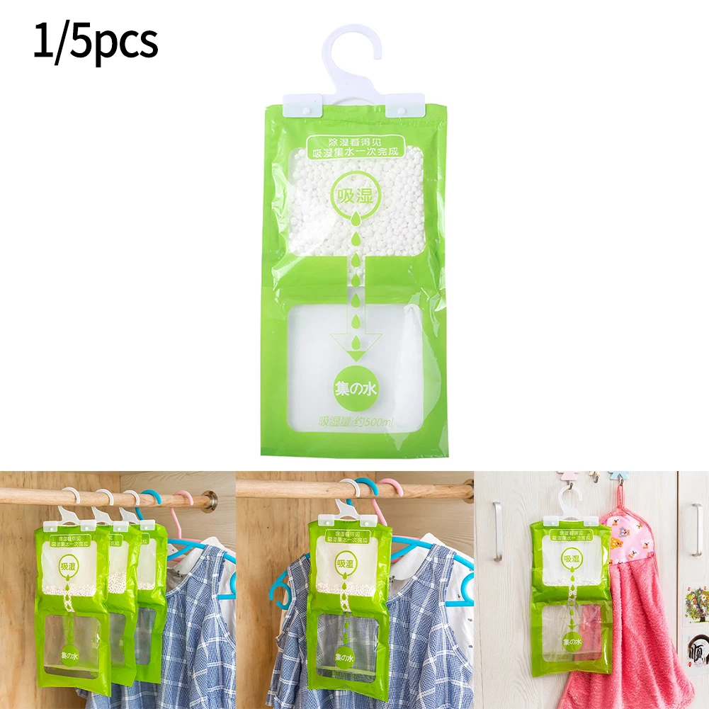 

1/5PCS Hangable Wardrobe Moldproof Moisture Proof Dehumidification Bag Moisture Absorbing Bag Closet Dehumidizer Eco Friendly