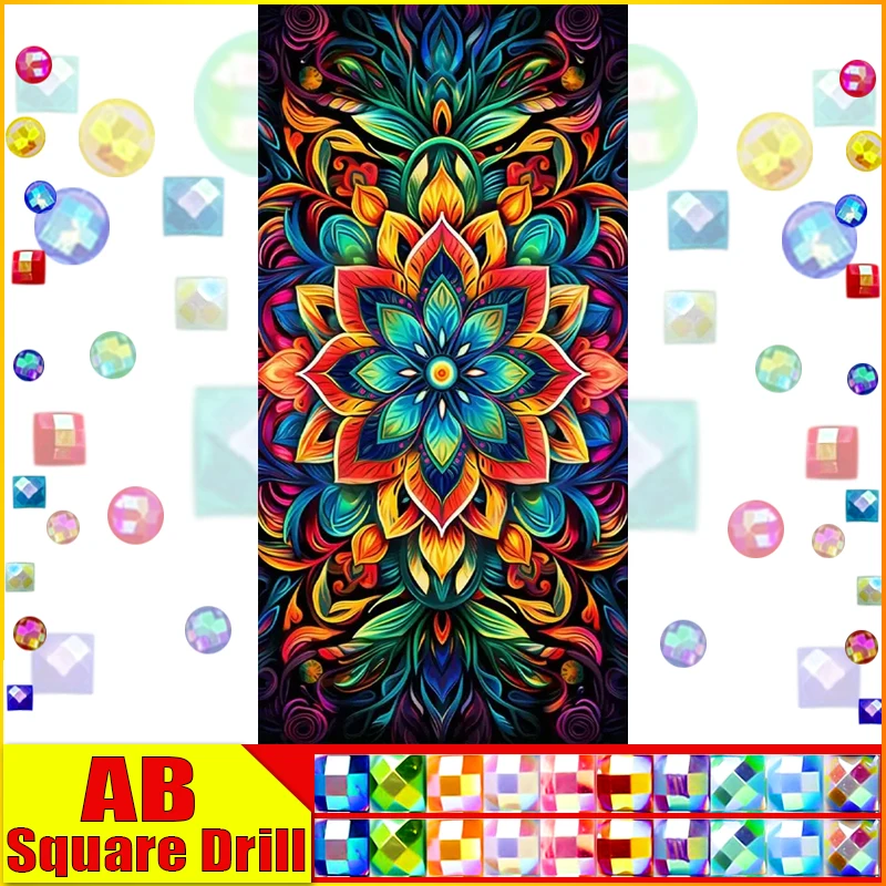 HOMFUN Fairy Dust AB 5D DIY Diamond Painting "Flower Mandala" Full Drill Resin Diamond Embroidery Cross Stitch Home Decor