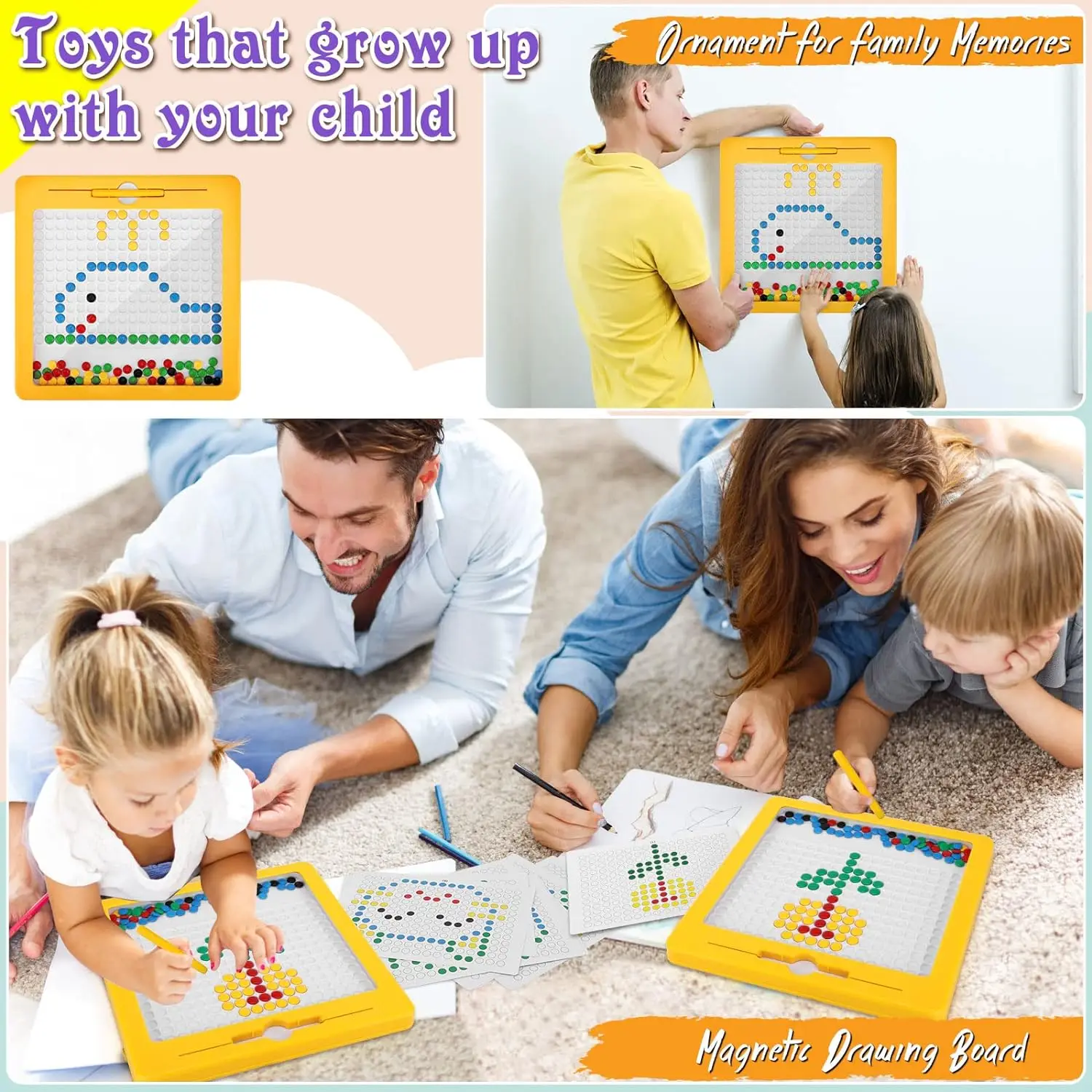 Magnetic Drawing Board for Toddlers Magnet Beads and Pen Drawing Board Montessori Educational Sensory Travel Toys 4