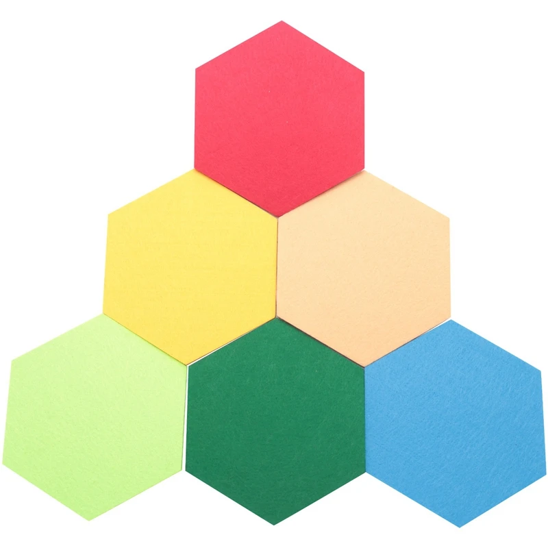 

6 Pack Hexagon Felt Pin Board Self Adhesive Bulletin Memo Photo Cork Boards Colorful Foam Wall Decorative Tiles With 6 Pushpins