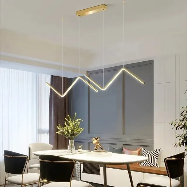 Lustre Minimalista com Iluminação LED, Aba de Jantar Moderna, Luz Pingente para Quarto, Sala de Jantar, Cozinha, Bar, Restaurante, Home Decor 2