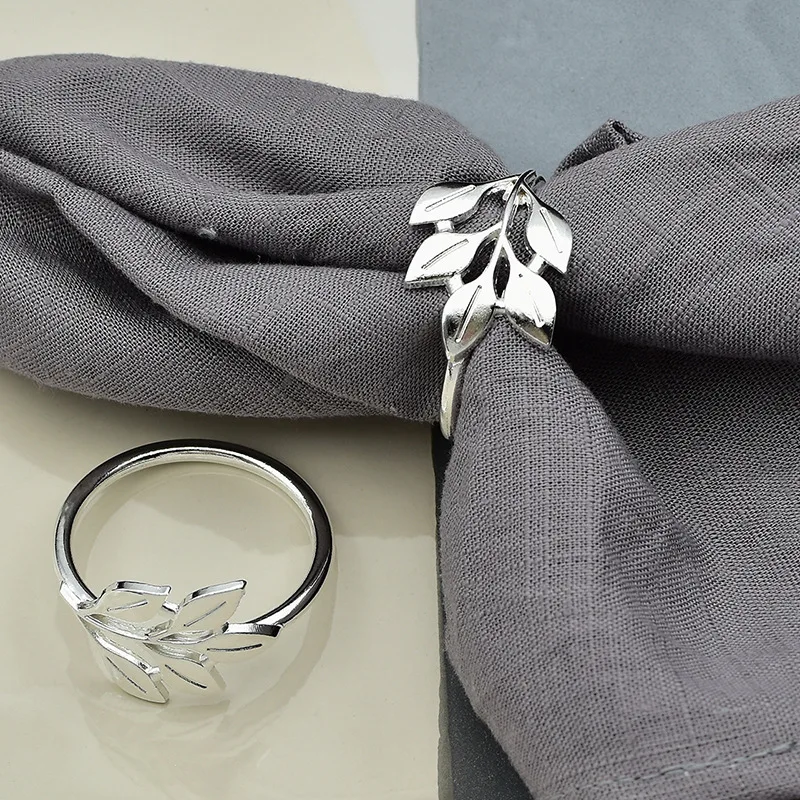 3/6/12Pcs Hotel Napkin Ring Napkin Holder Fall Leaves Buckle Christmas Wedding Party Gold Circle Dinner Table Deco