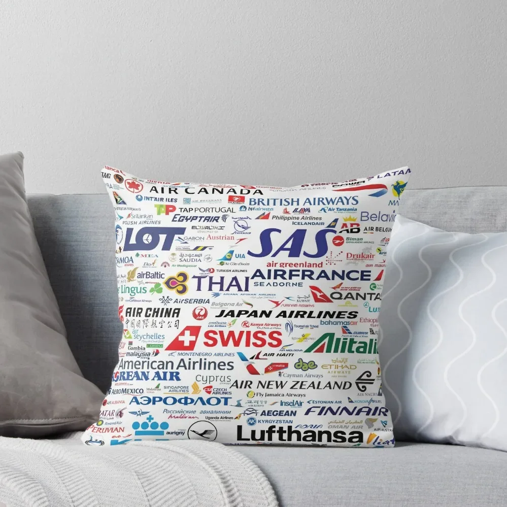 

World Airlines Throw Pillow Luxury Pillow Case Cushions For Children