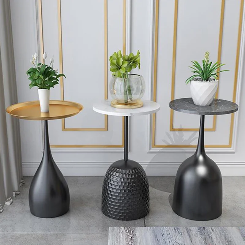 

Luxury Creative Small Coffee Table Living Room Sofa Round Table Side Bedside Marble Corner Nano Gold end table mesa