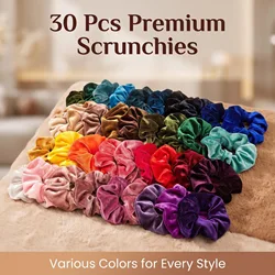 Elegant Velvet Scrunchies - 30 - Pack Elastic Hair Ties (PJ051 - 30PCS)
