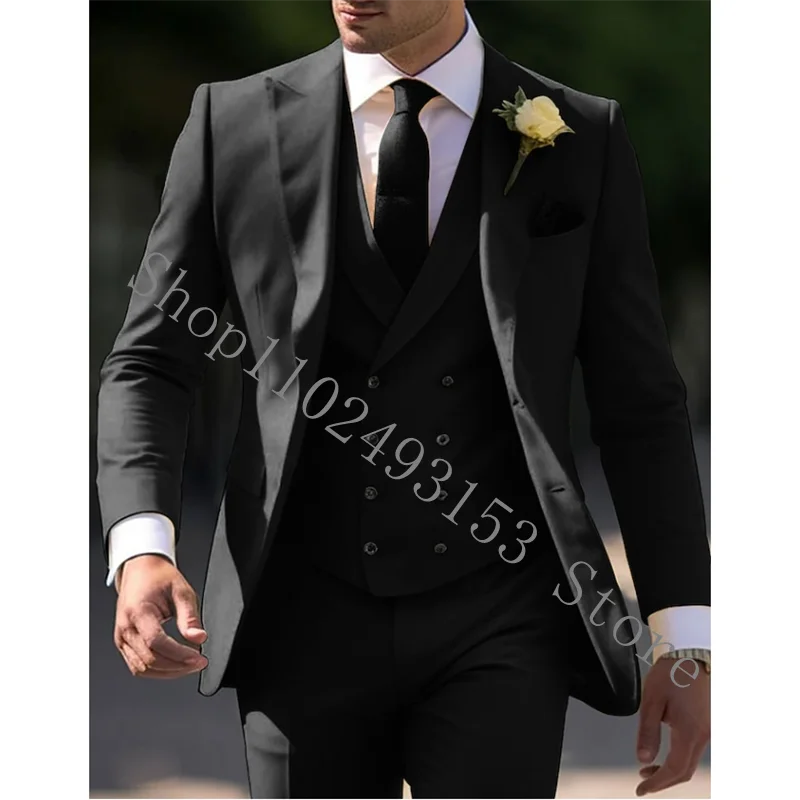Tailor-Made Men Groom Wedding Party Tuxedos Blazer 3 Pieces Male Suits Slim Fit Formal Jacket+Vest+Pants Trajes De Hombre