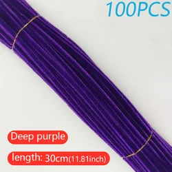 100PCS Vibrant DIY Twisted Wool Craft Sticks for Creative Art Projects (Deep purple)