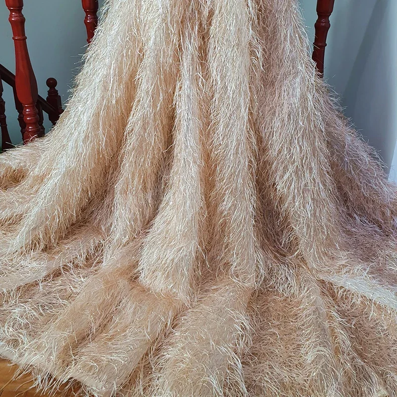 Artificial Feather Fabric Designer Prom Ball Gown Dress Wedding Costumes DIY Sewing 1 Yard Soft Flowing