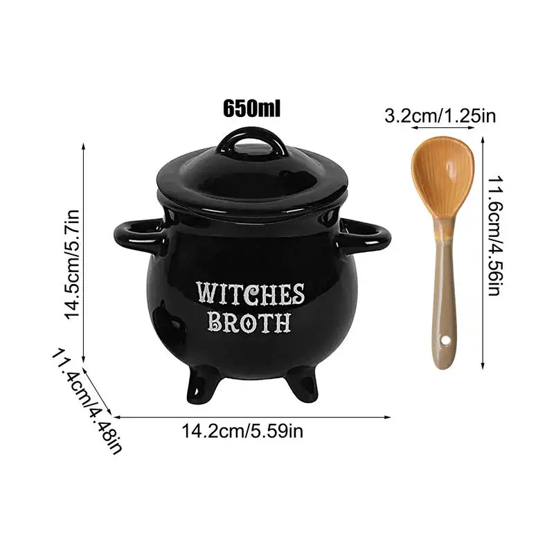 Halloween Witch Cauldron Soup Pot Ceramic Bowl