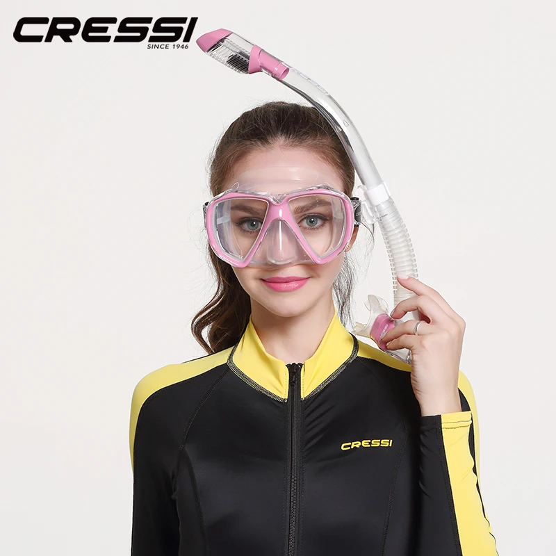 Cressi Ranger & Tao Snorkeling Set – Adult Mask & Snorkel, Dual Lens, Soft Silicone, Semi-Dry Snorkel