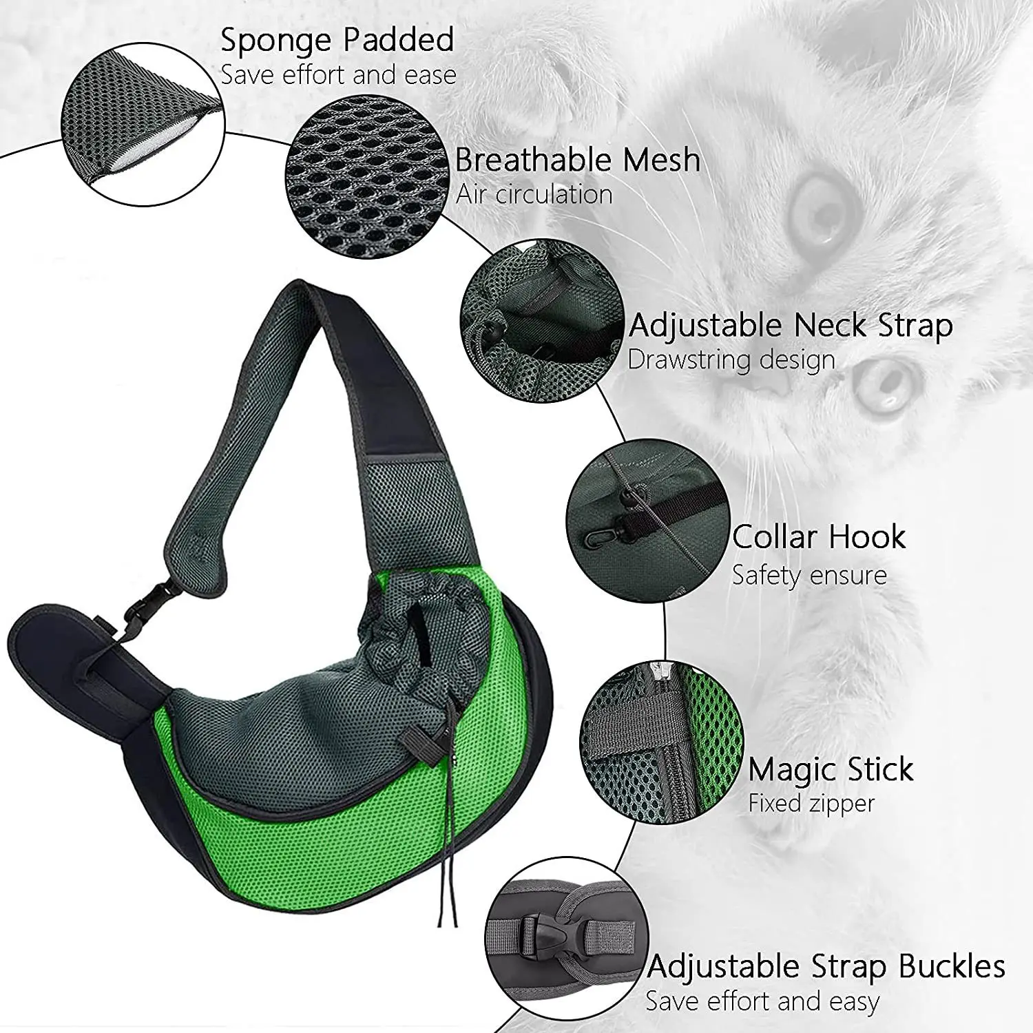 Cat bag for going out, portable crossbody cat bag, small pet backpack for going out, mesh breathable small dog backpack