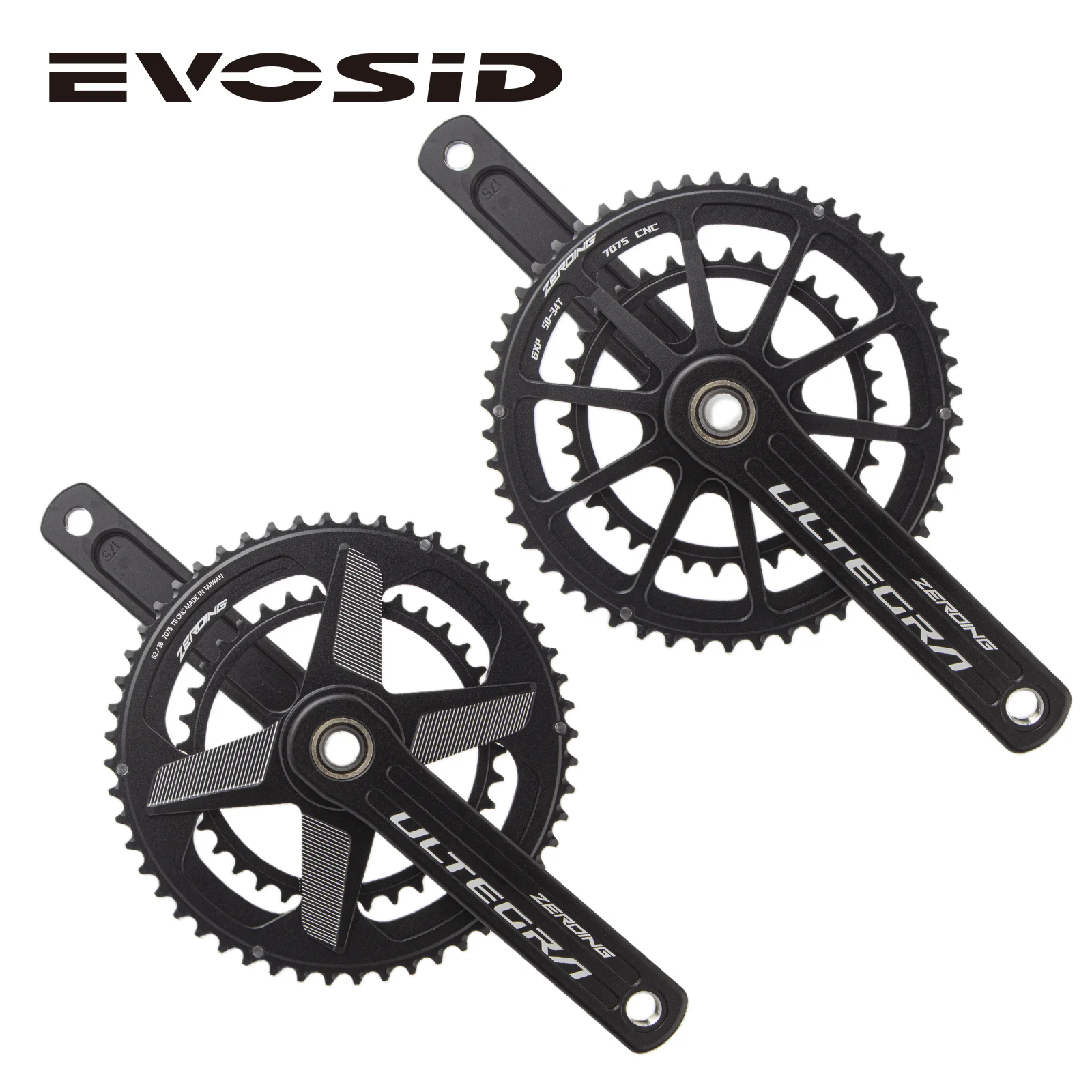 

EVOSID Road Bike Crankset 170/172.5/175mm GXP Crank Double Chainring 50-34/52-36/53-39T CNC 12s for Shimano SRAM Parts