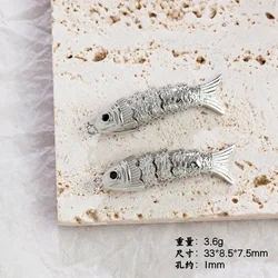 Copper Plated Gold Fish Pendant for DIY Handmade Jewelry with Electroplated Color Retention (White k [33*8.5mm] one piece)