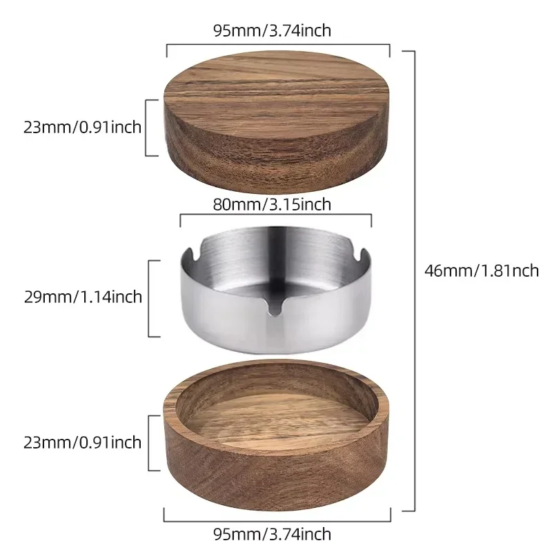 Wood Ashtray Creative with Lid for Indoor Outdoor Patio Home Office