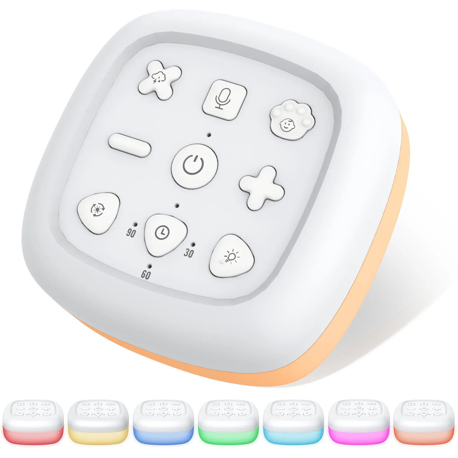 Portable White Noise Machine Baby 30 Sleep Sounds 7 Colour Baby Night Light 16 Levels Volume Adjustment with Memory Function