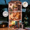 3D Puzzle Miniature House Coffee Shop Bookstore Convenience Store Assembly Toys with Lights Collection Decoration Christmas Gift 1