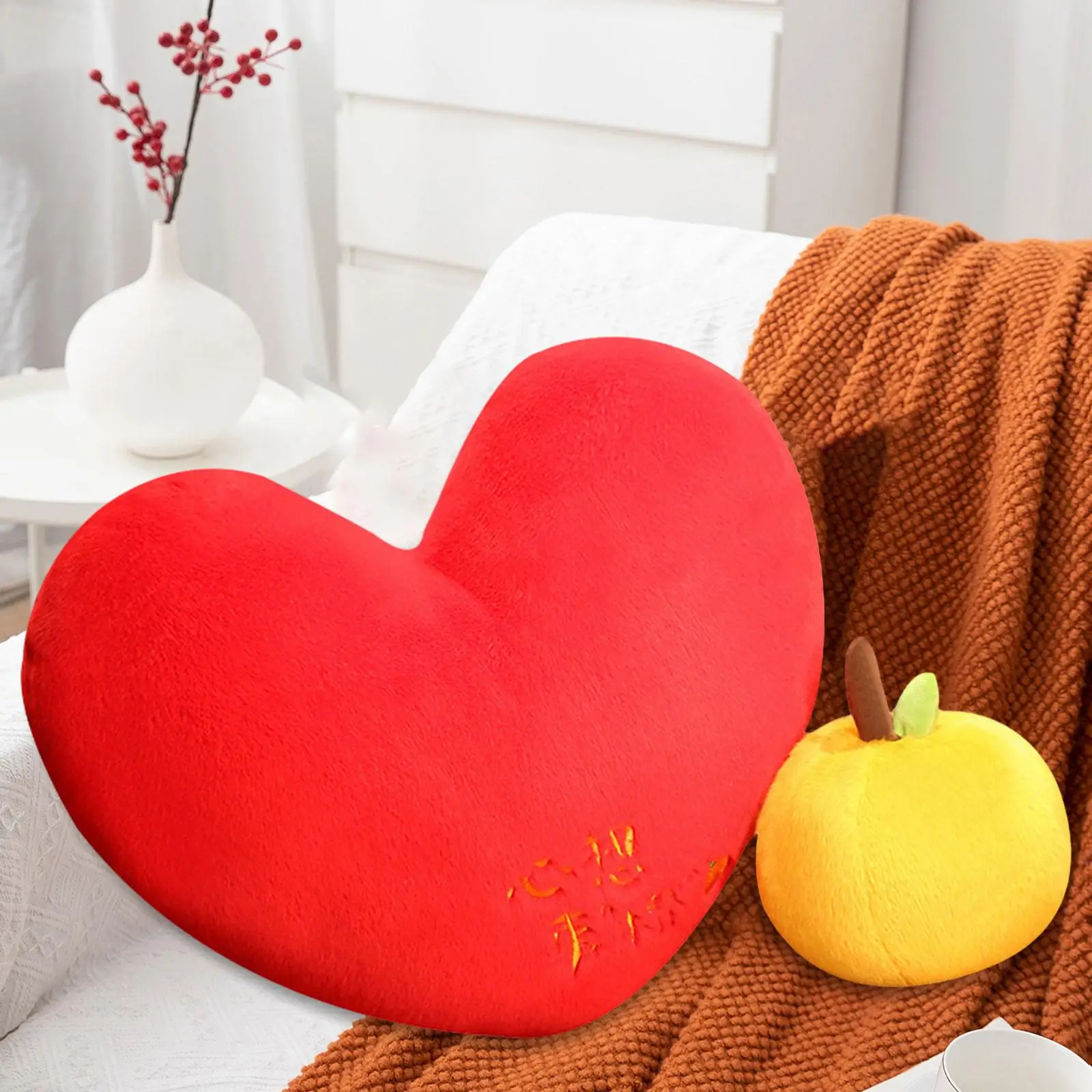 Red Heart Pillow Lucky Plush Toy Soft Throw Pillow for Girls Bedroom Car Bed 3