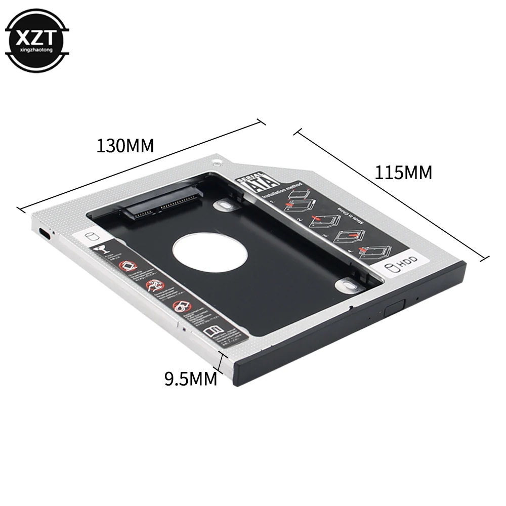 New Second HDD Caddy 9MM 9.5MM SATA 3.0 for 2.5'' SSD Case Hard Disk Drive Adapter for Laptop PC CD DVD-ROM Optibay Bay