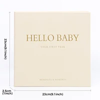 ERATOPIC Baby Memory Keepsake Book - Linen Fabric with Golden Logo and Milestone Stickers